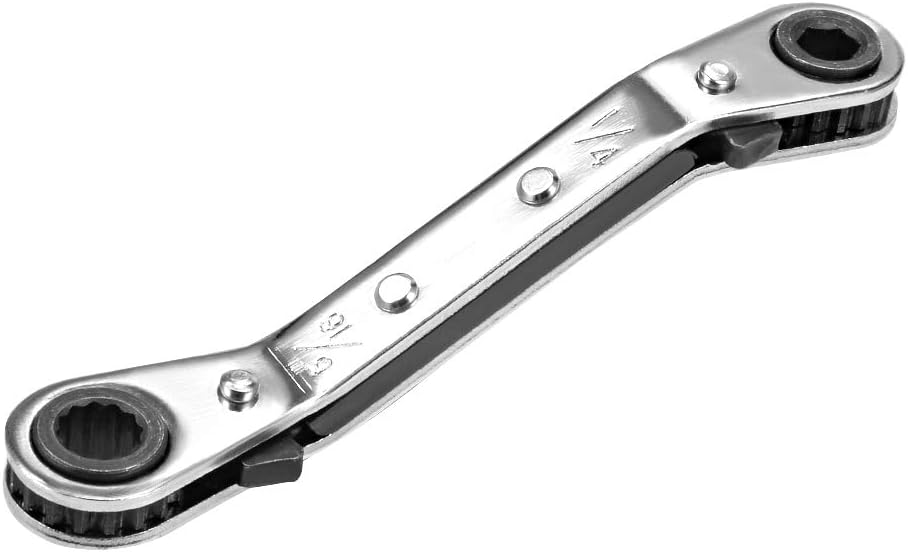uxcell Reversible Ratcheting Wrench, 11/16-inch x 7/8-inch Offset Double Box End, Cr-V