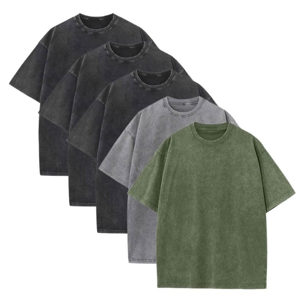 Herren-T-Shirt, übergroß, lockere Passform, schwere Baumwolle, säurehaltige Waschung, Vintage, Unisex, Workout-T-Shirts