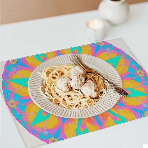 Set de table thermorésistant et isolant lot de 4 protège table lavable motif mandala