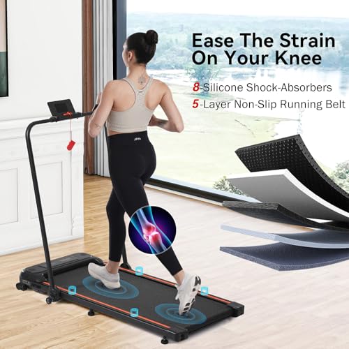 Image of Folding Walking Pad Under Desk Treadmill,2.5HP Walking Treadmill with Incline 0.5-7.5MPH 265LBS Capacity Treadmill for Walking Running - Two to Adjust Speed,for Home Office