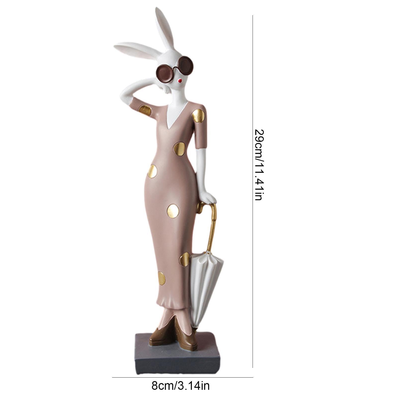 Figurine de lapin en résine, décoration de femme en forme de lapin mignon | décoration de table, idéale pour salon, chambre à coucher, maison et présentation de collection