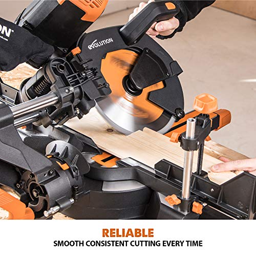 Evolution Power Tools R255SMSDB+ 15 Amp 10 in. Premium Dual Bevel Sliding Miter Saw w/Laser and Multi-Material Cutting Blade