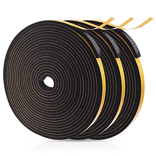 15m Türdichtung Fensterdichtung Dichtungsband Selbstklebend 6mm(B) x 3mm(D), GoldRock Fensterdichtung Selbstklebend, Dichtband,Schalldämmung Tür Dichtung,Schaumstoff Selbstklebend(3 Rollen je 5m Lang) Cover