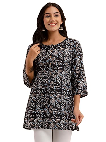 Image of feranoid Women Cotton Printed Straight Short Kurti