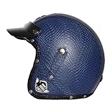 Cascos Abiertos De Moto Retro Medio Casco Motocicleta 3/4 Cuero Homologado ECEDOT Cascos Half-Helmet Estilo Vintage Casco Moto Jet para Hombres Y Mujeres Adultos Q,L:59-60CM