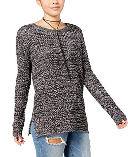 Ultra Flirt Juniors Waffle Knit Sweater Black White Marble XS