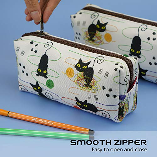LParkin Cute Cat Pencil Case Bag Knitting Notion Pouch Kitten Gifts for Cat Lovers Makeup Bag Cosmetics Bag Zipper Closure Portable Stationery Organizer Kawaii Box Gadget Bag Multi-Purpose Bag Travel4