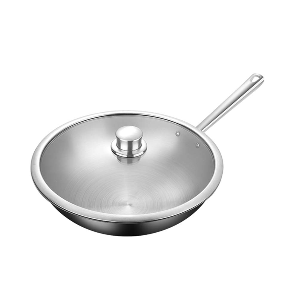 Wok kompozytowy z czystego tytanu dwuwarstwowy, zdrowy, bez olejnego dymu, bez powłoki, lekka, odporna na rdzę i korozję nieprzywierająca patelnia, 30 cm