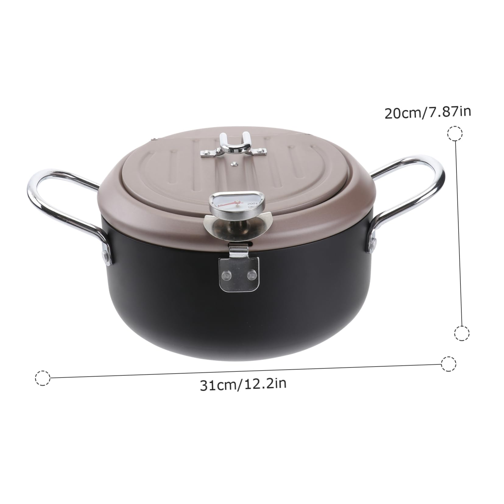 TOPPERFUN Japanese Style Fryer Pan with Thermometer Deep Frying Pot for Home Cooking Includes Oil Filter Holder Safe Oil Drainage Design for Tempura