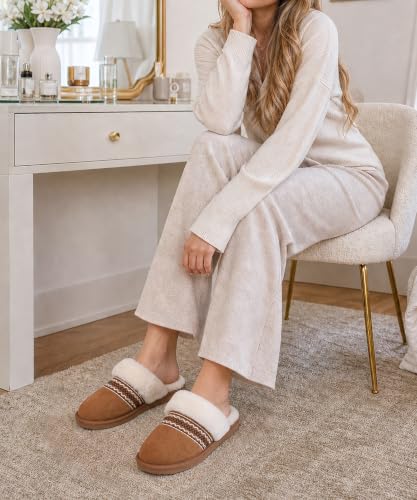 Image of Litfun Women's Fuzzy Memory Foam Slippers Fluffy Winter House Shoes Indoor and Outdoor