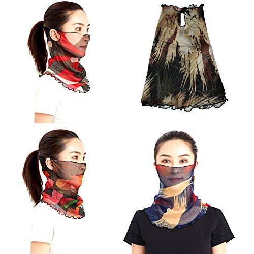 4 Stück Sonnenschutz Gesichtsschal,Atmungsaktiver Seidenhals,Frauen Atmungsaktiv Sonnenschutzmaske Halstuch Nickituch für Turban Outdoor Aktivitäten Gesicht und Hals (B)
