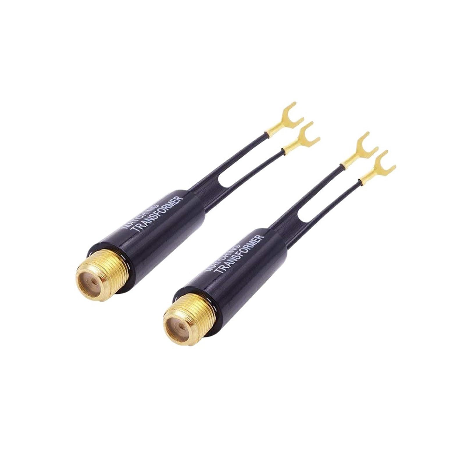 Adaptateur 75 Ohm à 300 Ohm Transformateur d'antenne UHF VHF FM F Femelle for antenne coaxiale TV radio RF(Gold x 5PCS)