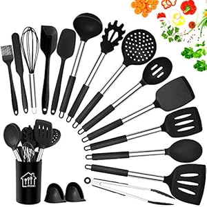 AILUKI Siliconen kookgerei set, keukenapparaat 17 stuks keukenhulpen set, anti-aanbak, hittebestendige siliconen spatel…