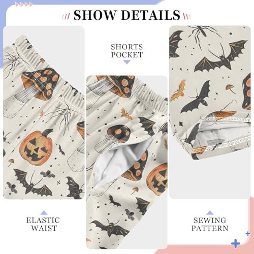 Pajama Pants Halloween Pumpkins Mushrooms Bats PJ Bottoms Sleepwear Lounge Sleep Pant with Pockets4