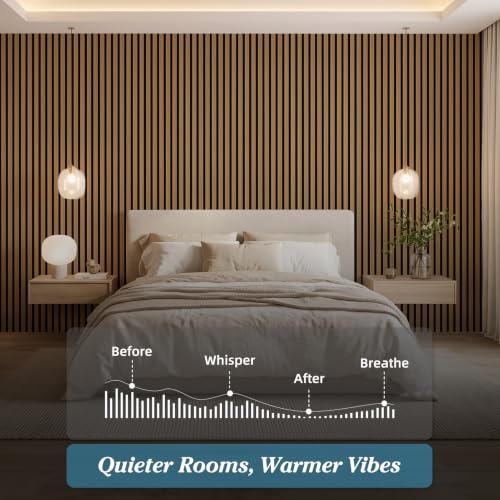 Image of Art3d 6-Piece Wood Acoustic Panels for Noise Reduction, 3D Textured Wall Paneling for Living Room Bedroom TV Background Interior Decor, Teak