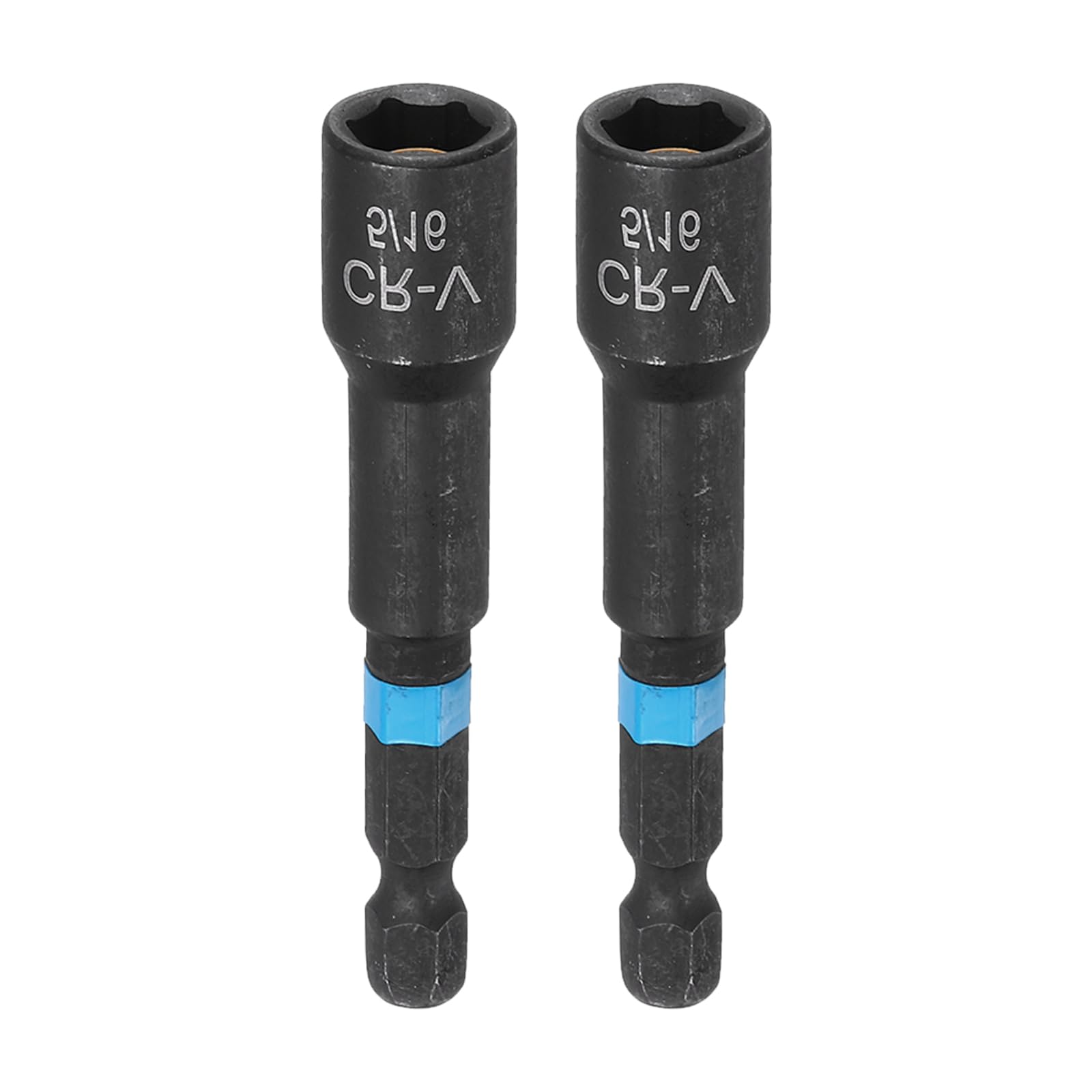 sourcing map 2pcs Nut Driver Drill Bit 5/16" Socket 1/4" Hex Shank 2.56" (65mm) Magnetic 6-Point Sockets Quick Change Cr-V Steel Bolt Setters for Power Drill Drivers