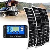 500W Solar Panel Off Grid Kit 500 Watt Monocrystalline Photovoltaic Solar Module Charge Controller for Motorhome, Balcony, Boat, Campervan, Car, Caravan(2x500W)