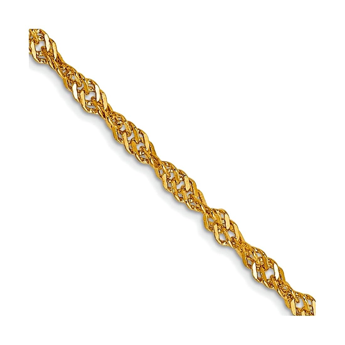 JewelryWeb 14k Solid Yellow Gold Singapore Chain Necklace Chain-Necklace for Women and Men in Choice of Lengths