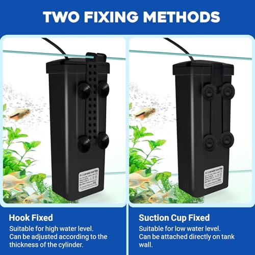 Image of GOZILLA Turtle Tank Filter 74GPH, Low Water Level Turtle Tank 3.5W Fish Tank Aquarium Filters for Small Tanks up to 15 Gallons Include 2 Replacement Cartridge.(Black)