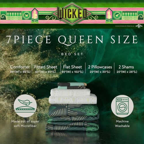 Image of Collectibles Wicked Lux Bedding 7 Piece Super Soft Reversible Comforter and Sheet Set with Sham, Queen, (Officially Licensed Product) By Franco