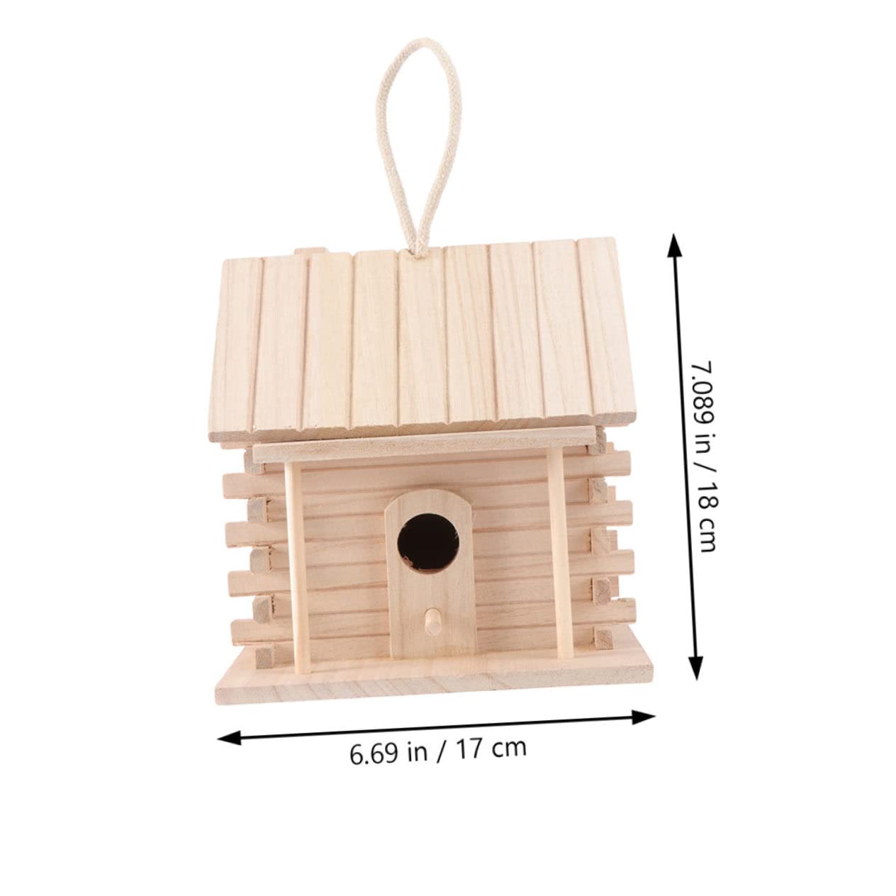 Toddmomy Hängendes Holz Vogelnest Brutkasten für Kleine Vögel 2 Stück | Beige, Hüttenstil, Unlackiert zum Selbstgemacht Bemalen, Dekorativ als Hausornament, für Papageien