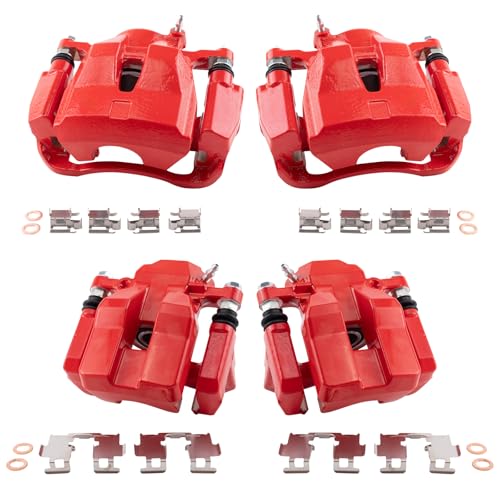 Image of TRQ Front and Rear Brake Caliper Set Performance Coated Brackets Compatible with 2006-2011 Toyota RAV4
