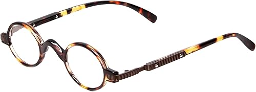 Calabria R314R501S - Gafas de lectura vintage retro de metal para hombres y mujeres, diseño de profesor Round One Power Readers Unisex
