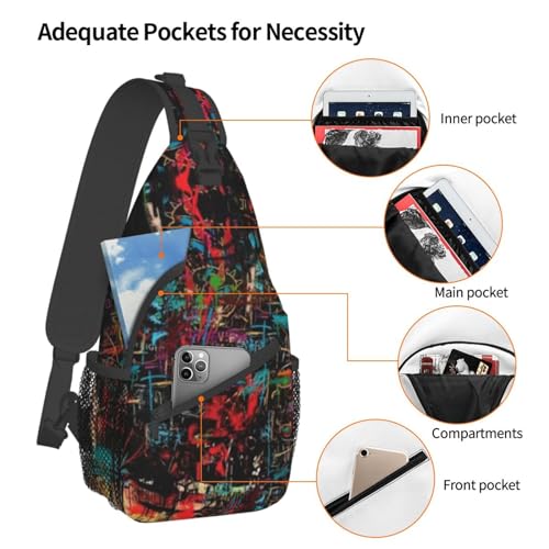 Funny Crossbody Bag Graffiti Shoulder Bag Backpack Cool Sling Bag Chest Casual Daypack for Outdoor4