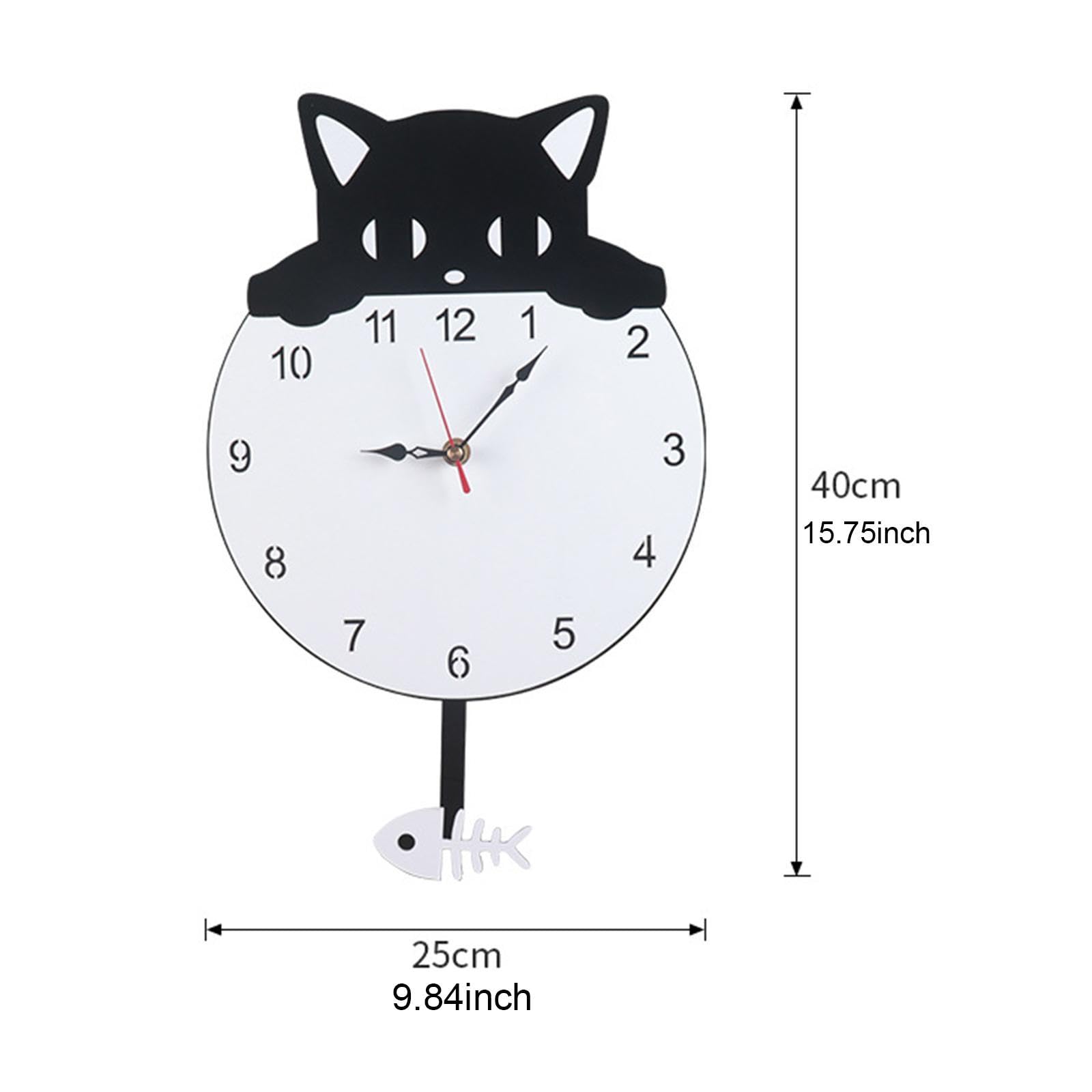 Cat Pendulum Reloj de Pared Elegante Decorativo para La Cocina del Comedor del Dormitorio