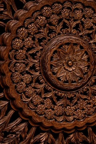 Image of Decor Delights Wall panel Floral MDF Wall Decoration Panel, Hanging Wood Carving Wall Decoration Panel for Living Room, Bedroom, Hallway, Office Wooden Wall Hanging Plaque, Wood Carving (3D Brown)