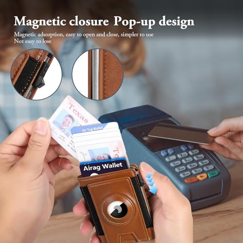 Slim Minimalist Wallet for Men with Tracking Holder - RFID Blocking Front Pocket Card Holder (Apricot)3