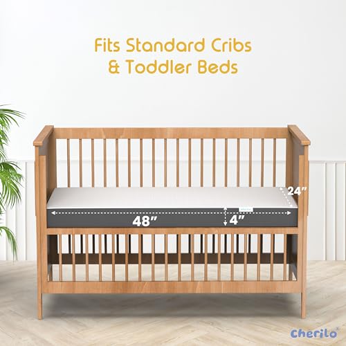 Image of Cherilo Memory Foam Baby Mattress for 0 to 2 Years | 1 Year Warranty | Suitable for Baby Cot, Crib, Bassinet, Washable Waterproof Cover - 48 inch x 24 inch x 4 inch - Pack of 1