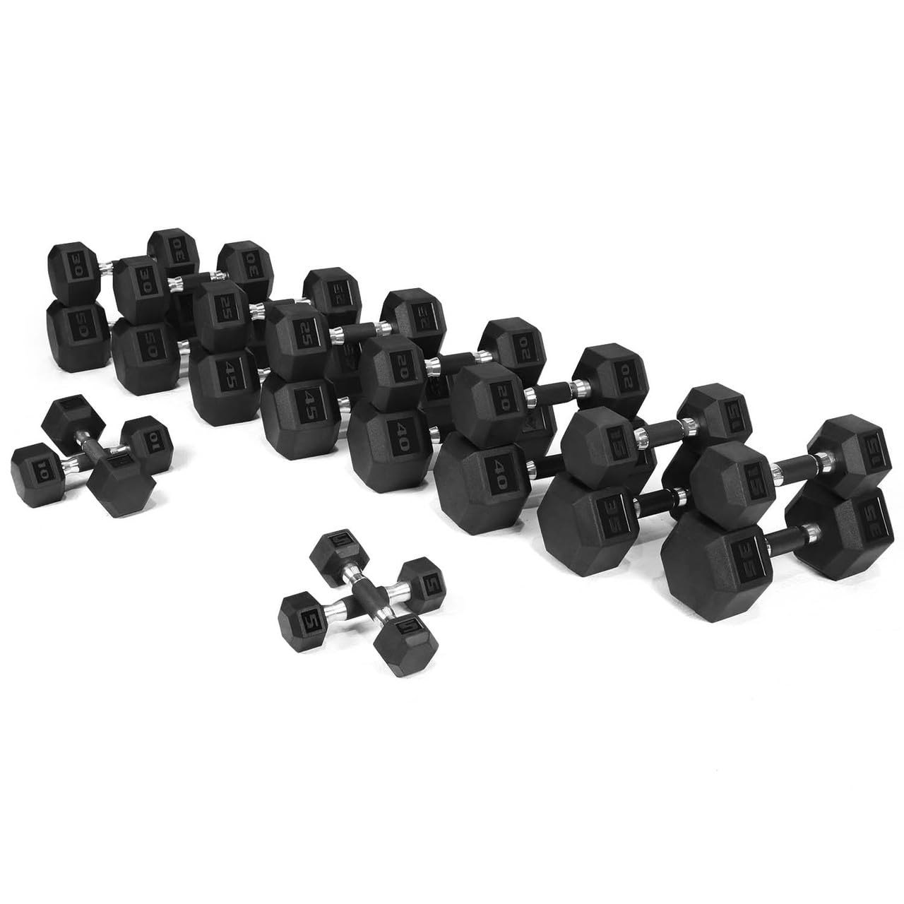 WF Athletic Supply Rubber Encased Hex Dumbbells