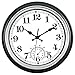 Produktbild 12-Zoll-Wanduhr und Thermometer, klassisches Außen- / Innendesign mit großem Design für Garten, Küche, Bad und mehr,Silber-