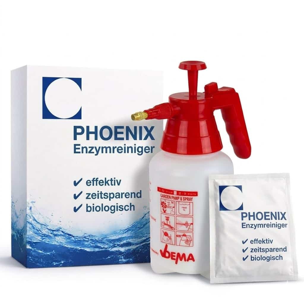 Rimuovere l'odore degli animali 1000g (50L) | + nebulizzatore | Detergente enzimatico in granuli per cane, cucciolo, cavallo, uccello, | Phoenix Enzymreiniger