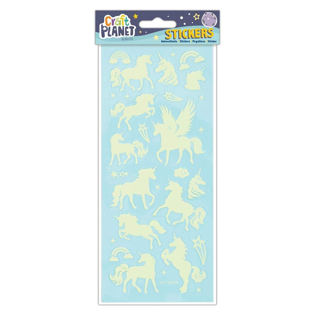 Craft Planet Fun Stickers, Glow in the Dark Unicorns, CPT 680926