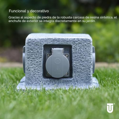 Enchufe para jardín UNITEC tipo piedra para conectar iluminación y herramientas 6