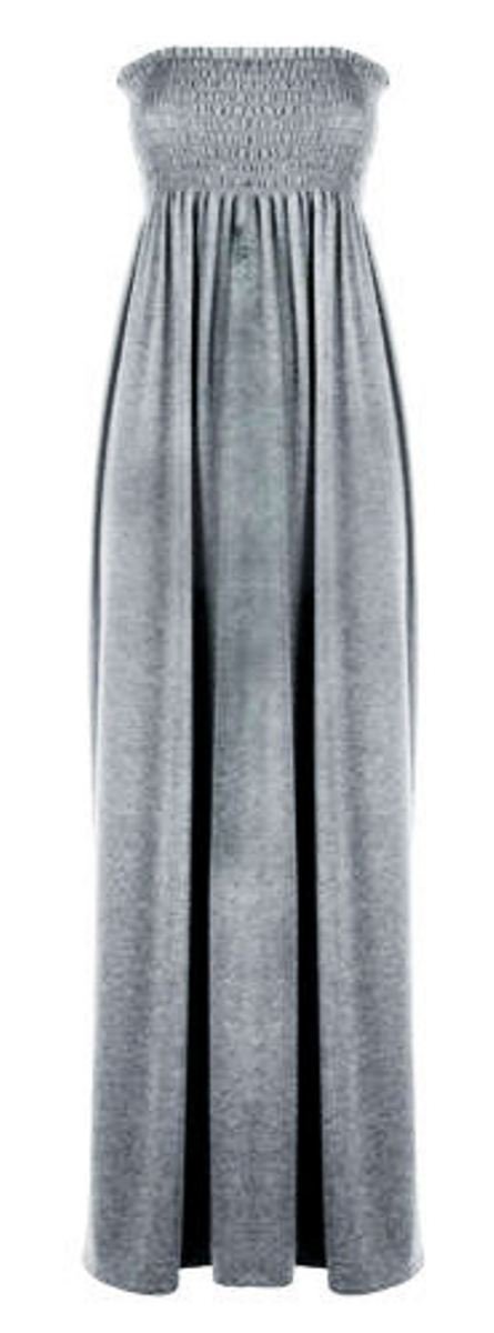 21Fashion New Women's Sleeveless Boobtube Bandeau Maxi Ladies Sheering Long Dress Grey - 22