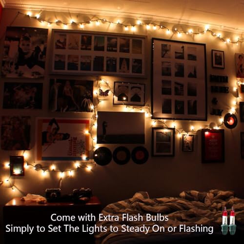 Image of BrizLabs Steady On & Twinkle Christmas Lights - 100-ct Clear Outdoor Connectable Incandescent Mini Lights, Warm White String Lights for Xmas Tree, Indoor Holiday Party