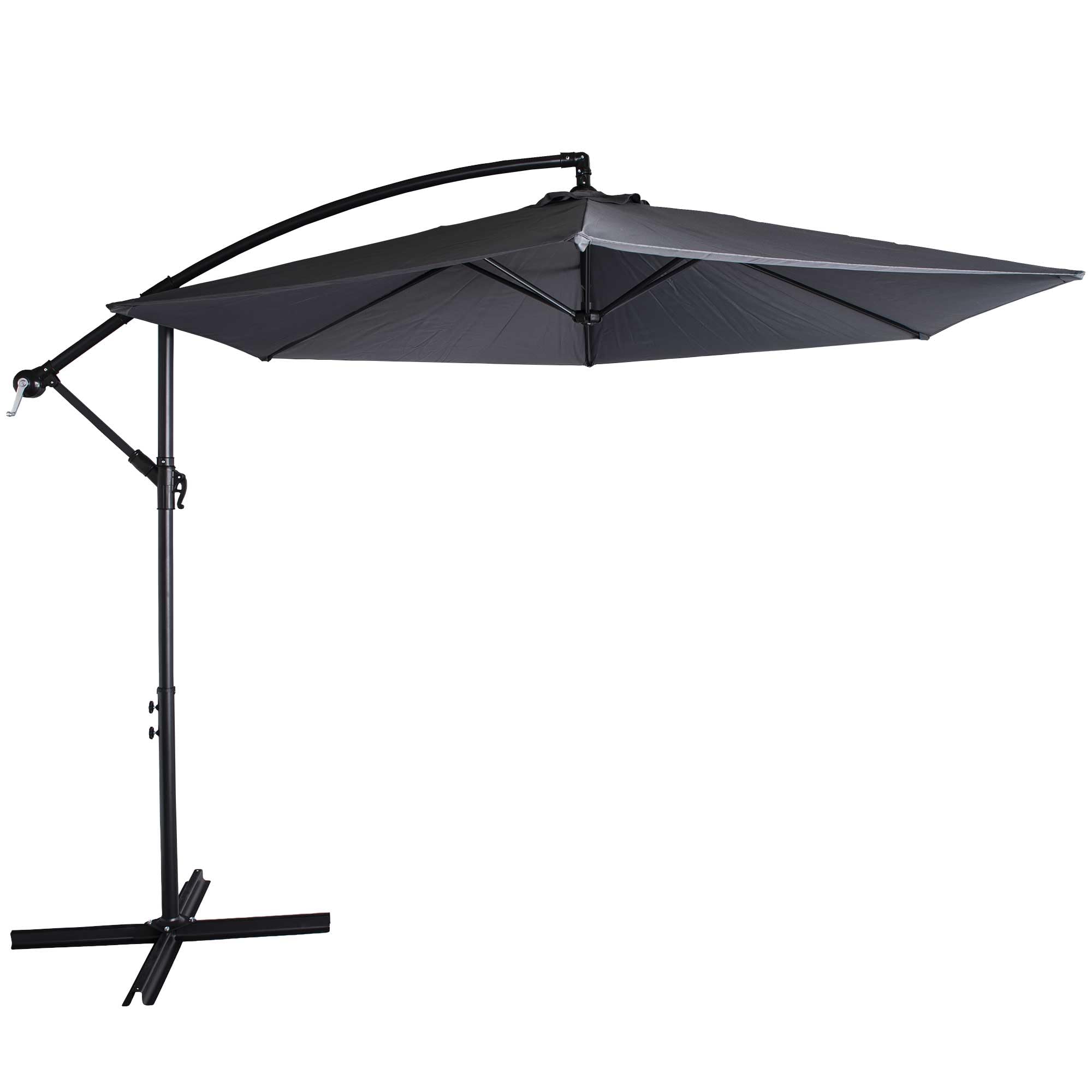 WERKA PRO Parasol Déporté Jardin - Cadre Métallique Robuste Toile Polyester 180 g/m² - Système Inclinable Rotatif - Gris Anth