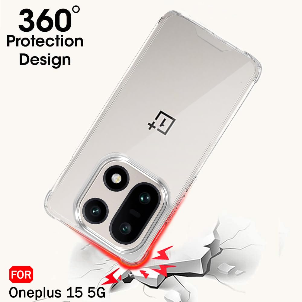 TheGiftKart Crystal Clear Back Cover Case for OnePlus 15 5G | Shock Proof 360° Protection | Hard Clear Back Cover Case for OnePlus 15 5G (PC & TPU, Transparent Bumper) — Amazon image 6