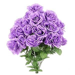 Admired By Nature 24 Stem Artificial Flowers Roses Bloom Bush Spring Faux Flower Arrangement for Outdoor & Indoor Wedding Home Decor, Cemetery Decorations for Grave, Summer Flowers Lavender Admired By Nature 24 Stem Artificial Flowers Roses Bloom Bush Spring Faux Flower Arrangement for Outdoor Indoor Wedding Home Decor Cemetery Decorations for Grave Summer Flowers Lavender