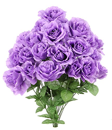 Admired-By-Nature-24-Stem-Artificial-Flowers-Roses-Bloom-Bush-Spring-Faux-Flower-Arrangement-for-Outdoor-Indoor-Wedding-Home-Decor-Cemetery-Decorations-for-Grave-Summer-Flowers-Lavender Admired By Nature 24 Stem Artificial Flowers Roses Bloom Bush Spring Faux Flower Arrangement for Outdoor Indoor Wedding Home Decor Cemetery Decorations for Grave Summer Flowers Lavender