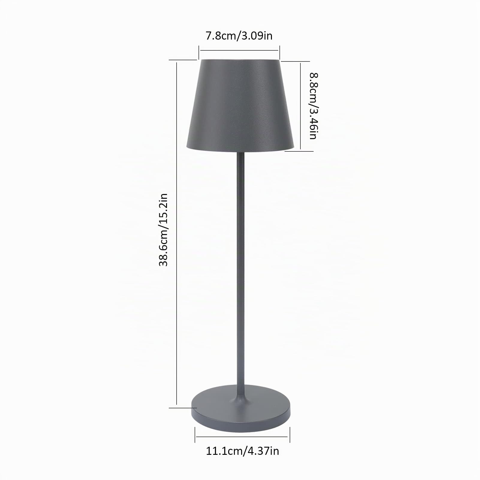 K-Bright 240lm Lampada LED Dimmerabile da tavolo in alluminio, IP54，4000K Ricaricabile Per interni/esterni Lampada da tavolo con base di ricarica a contatto (grigio scuro)