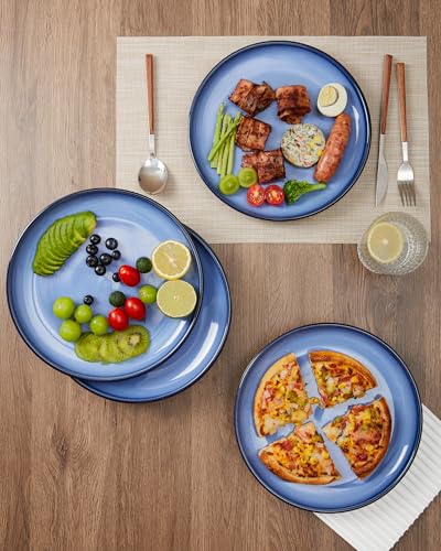 Image of Pokini Ceramic Dinner Plates Set of 6, 10inch Salad, Dessert Plates Dishes | Reactive Glaze Stoneware Dish Set, Dinner Plate for Dessert, Salad, Appetizer, Microwave & Dishwasher Safe, Scratch Resistant