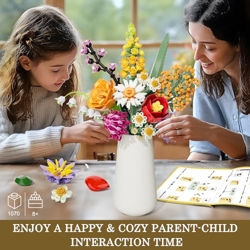 Flowers Bouquet Building Set, 1070PCS Wildflower Botanical Collection, Artificial Plant Flower Kit Toy for Adults Kids Women Her, Home Decor Gift for Birthday, Christmas, Valentines(No Vase) - image 6
