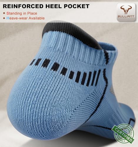Image of BULLIANT Men Running Ankle Socks 6Pack-Cushioned Support-Low Cut No Show | Fully Terry Sole | Arch Support | Seamless Toe Closure | Moisture-Wicking Breathable Mesh | Reinforced Heel&Toe