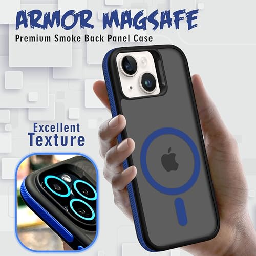 Image of V-TAN Ultra Matte Back Cover for Apple iPhone 14 Plus | Magnetic Case Compatible with Wireless Charging | Shockproof Stylish Protective Design Cover with Anti-Slip Grip - (Blue)
