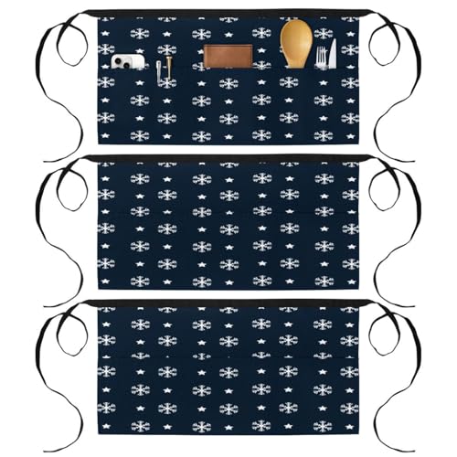 Tabliers courts de chef avec 3 poches demi-tablier cuisine restaurant bistrot bar lot de 3