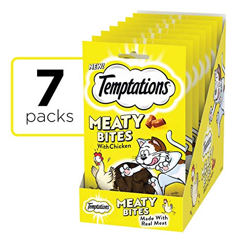Temptations Meaty Bites, Soft and Savory Cat Treats, Chicken Flavor, (7) 1.5 oz. Pouches - Image 2